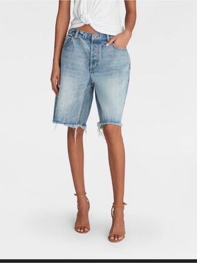 KBB Washed Light Blue Denim Bermuda Shorts for Women